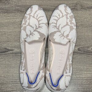 Rothy's Cream and Tan Floral Loafers